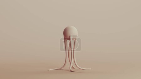 Téléchargez les photos : Alien longues tentacules milieux neutres tons doux beige brun fond argile sculpter illustration 3d rendre rendu numérique - en image libre de droit