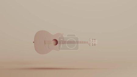 Guitarra acústica eléctrica instrumentos musicales fondos neutros tonos suaves beige marrón fondo 3d ilustración renderizado digital