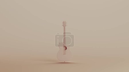 Guitarra acústica eléctrica instrumentos musicales fondos neutros tonos suaves beige marrón fondo 3d ilustración renderizado digital