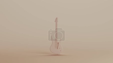 Electric guitar musical instrument neutral backgrounds soft tones beige brown background 3d illustration render digital rendering