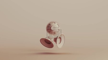 Haut-parleur cône tweeter woofer musique milieux neutres tons doux beige brun fond illustration 3d rendre rendu numérique