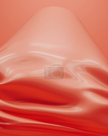 Téléchargez les photos : Peach fuzz flowing gentle waves crushed abstract background modern radiant warmth 3d illustration render digital rendering - en image libre de droit