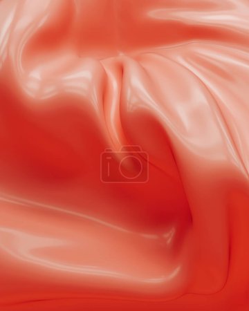 Foto de Pelusa de melocotón que fluye olas suaves aplastado fondo abstracto moderno radiante calidez 3d ilustración renderizado digital - Imagen libre de derechos