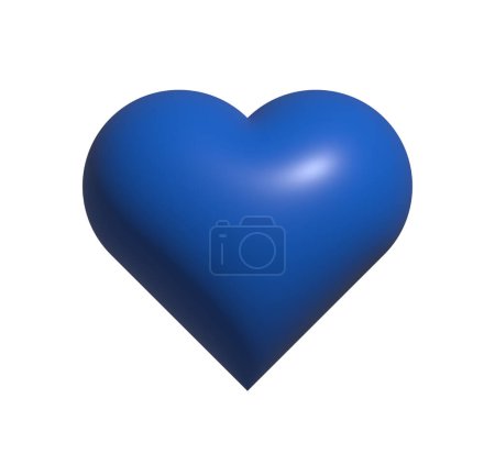 Photo for Blue heart isolated on a white background. 3d rendering. Top view, flat lay - Royalty Free Image