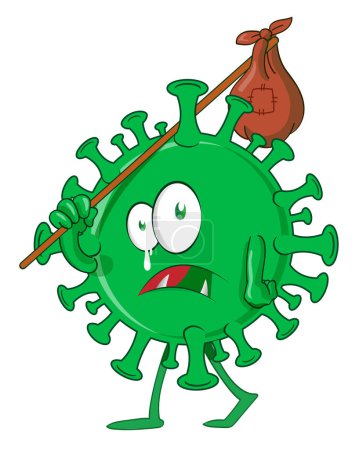 Illustration for Coronavirus defeated homeless cartoon - Royalty Free Image