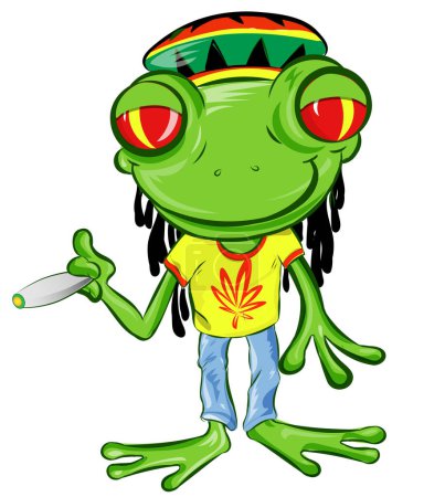 Ilustración de Jamaican Frog Character Cartoon (en inglés). aislado en blanco - Imagen libre de derechos