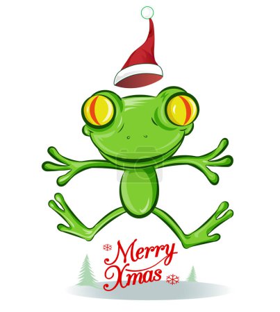 Photo for Jumping Frog christmas Cartoon Character . isolated on white - Royalty Free Image