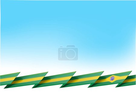 Illustration for Brazil zig zag  flag on blue sky background. vetcor illustration - Royalty Free Image