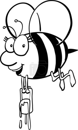 Photo for Outlined Happy Bee cartoon - Royalty Free Image