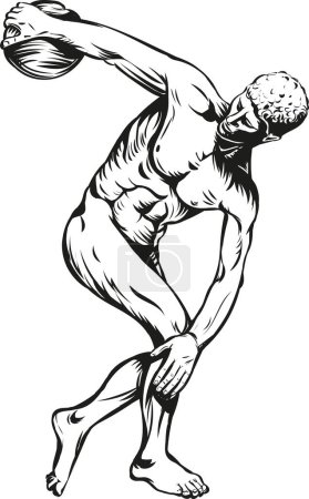 Téléchargez les illustrations : Sculpture grecque ancienne Discobolus. illustration vectorielle - en licence libre de droit
