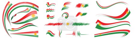 Illustration for Kurdistan flag set elements, vector illustration on a white background - Royalty Free Image