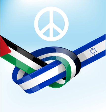 Téléchargez les illustrations : Ruban drapeau d'Israël et de Palestine avec symbole de paix - en licence libre de droit