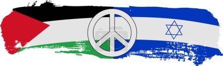 Téléchargez les illustrations : Brosse drapeau d'Israël et de Palestine avec symbole de paix - en licence libre de droit
