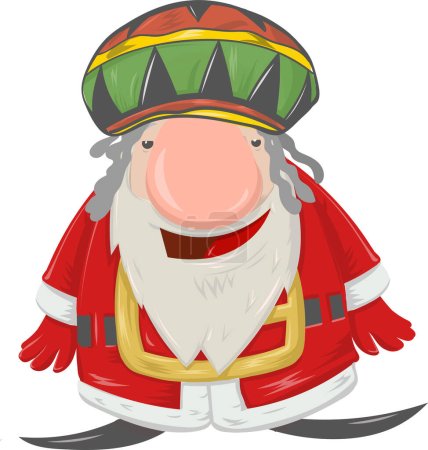 Photo for Fun jamaican santa claus mascot cartoon on white background. vector illustration - Royalty Free Image