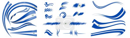 Téléchargez les photos : Eléments du drapeau du Salvador, illustration vectorielle sur fond blanc - en image libre de droit