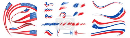 Téléchargez les photos : Éléments du drapeau des États-Unis, illustration vectorielle sur fond blanc - en image libre de droit