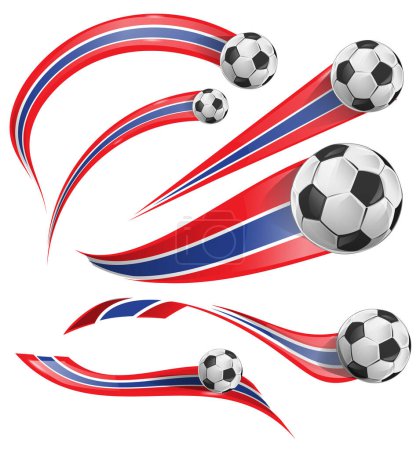 Téléchargez les photos : Drapeau du Costa Rica et de la Thaïlande avec icône de l'ensemble de ballon de football. illustration vectorielle - en image libre de droit