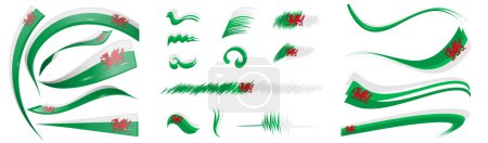 Téléchargez les photos : Éléments du drapeau du Pays de Galles, illustration vectorielle sur fond blanc - en image libre de droit