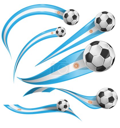 Illustration for Argentina flag set with soccer ball set icon. vector illustration - Royalty Free Image