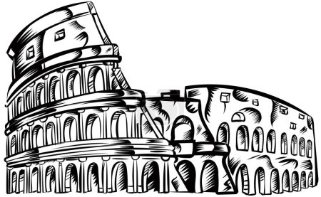 Téléchargez les photos : Rome colisée dessiné à la main contour icône doodle. illustration vectorielle - en image libre de droit