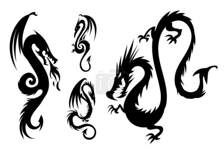 Photo for Dragon Silhouette Collection. vector illustration - Royalty Free Image