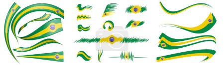 Téléchargez les photos : Éléments du drapeau brésilien, illustration vectorielle sur fond blanc - en image libre de droit