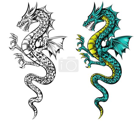 Photo for Angry dragon cartoon Collection. vector illustration - Royalty Free Image