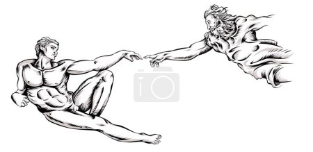 Photo for The Creation of Adam. Vector illustration. hand drawn on white background - Royalty Free Image