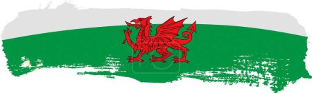 Téléchargez les photos : Pinceau drapeau du Pays de Galles, illustration vectorielle sur fond blanc - en image libre de droit
