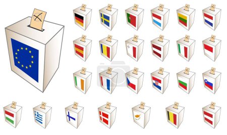 Photo for European Union, 26 voting box,  Collection set. vector illustration - Royalty Free Image