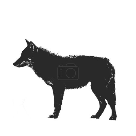 Téléchargez les photos : Silhouette d'un loup sur fond blanc
. - en image libre de droit