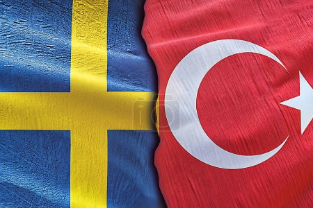 Drapeaux nationaux Suède et Turquie.