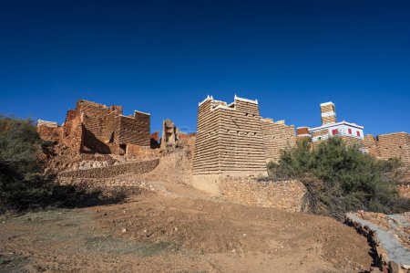 Téléchargez les photos : Al Jahamah, Asir, Arabie Saoudite - 25 novembre 2023 : Vue du village patrimonial d'Al Jahamah. Une architecture historique typique du sud-ouest de l'Arabie Saoudite. - en image libre de droit