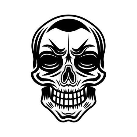 Illustration for Skull vector illustration in vintage monochrome style isolated on white - Royalty Free Image