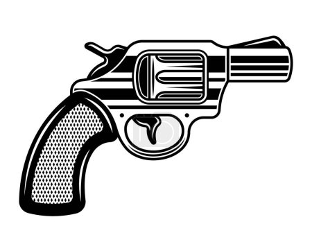 Téléchargez les illustrations : Gun or revolver vector Illustration in monochrome style isolated on white - en licence libre de droit