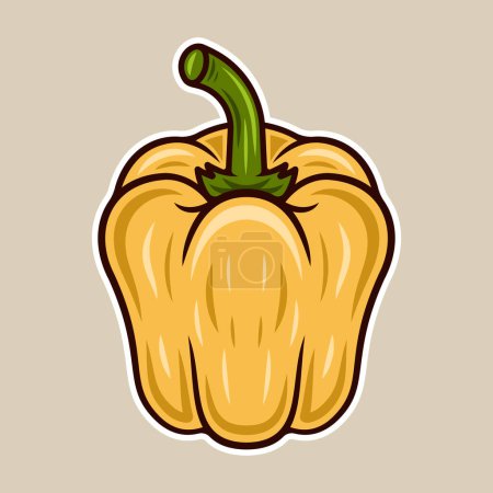 Téléchargez les illustrations : Bell pepper vector illustration in colored cartoon style isolated on light background - en licence libre de droit
