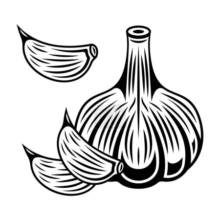 Ilustración de Garlic vector black monochrome illustration isolated on white - Imagen libre de derechos