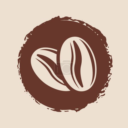Ilustración de Granos de café en grunge blot vector icono ilustración sobre fondo claro - Imagen libre de derechos