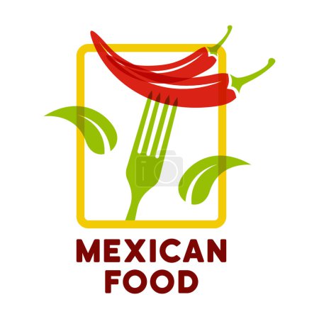 Illustration for Mexican food label, emblem, badge or logo vector colored illustration isolated on background - Royalty Free Image