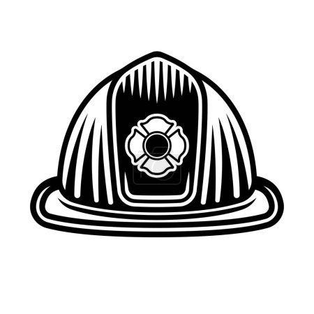 Ilustración de Objeto vector casco bombero en estilo monocromo aislado en blanco - Imagen libre de derechos