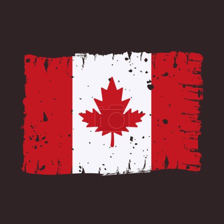 Téléchargez les photos : Drapeau du Canada rayé avec des textures grunge illustration vectorielle colorée - en image libre de droit
