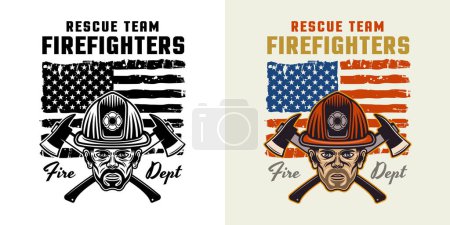 Téléchargez les illustrations : Emblème vectoriel pompiers, logo, illustration de badge en deux styles noir sur blanc et coloré - en licence libre de droit