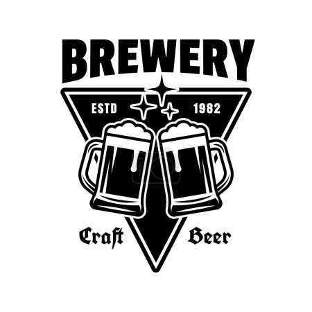 Illustration for Beer vector emblem, label, badge or logo in monochrome vintage style isolated on white - Royalty Free Image