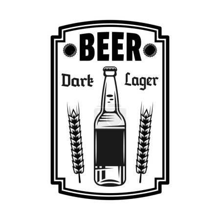 Téléchargez les illustrations : Emblème, étiquette, badge ou logo vecteur de bière dans un style vintage monochrome isolé sur blanc - en licence libre de droit