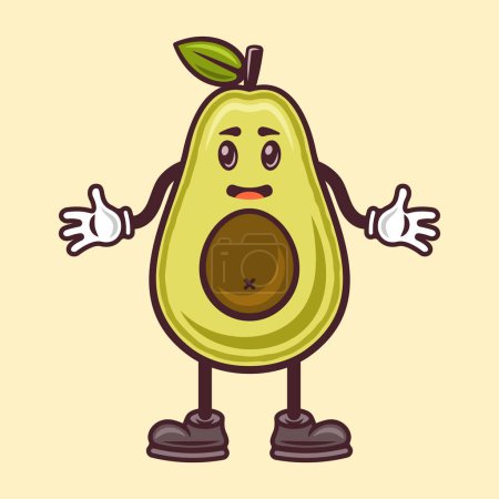 Illustration for Avocado cartoon character with hands and legs vector illustration in colored style on light background - Royalty Free Image