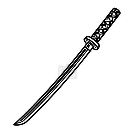 Ilustración de Katana espada vector objeto o elemento en estilo negro vintage en blanco - Imagen libre de derechos