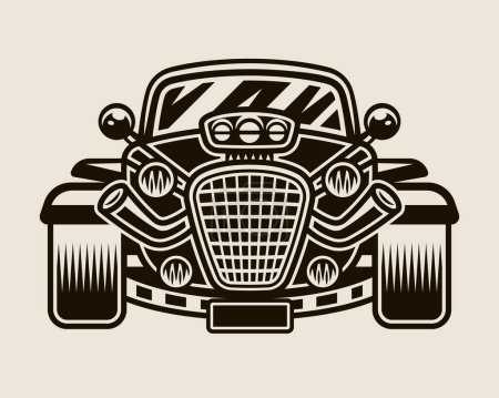 Illustration for Hot rod car front view vector illustration on light background - Royalty Free Image