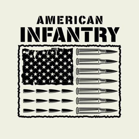 Ilustración de Infantería estadounidense vector bandera del ejército ilustración monocromática. Bandera de Estados Unidos de balas - Imagen libre de derechos