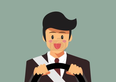 Illustration for Happy businessman driving a car. vector illustration - Royalty Free Image