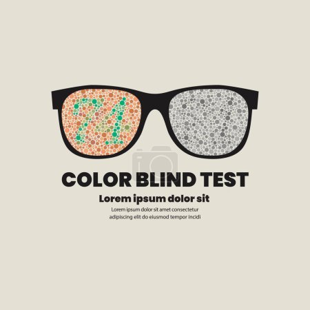 Affiche de test en aveugle couleur. Illustration vectorielle